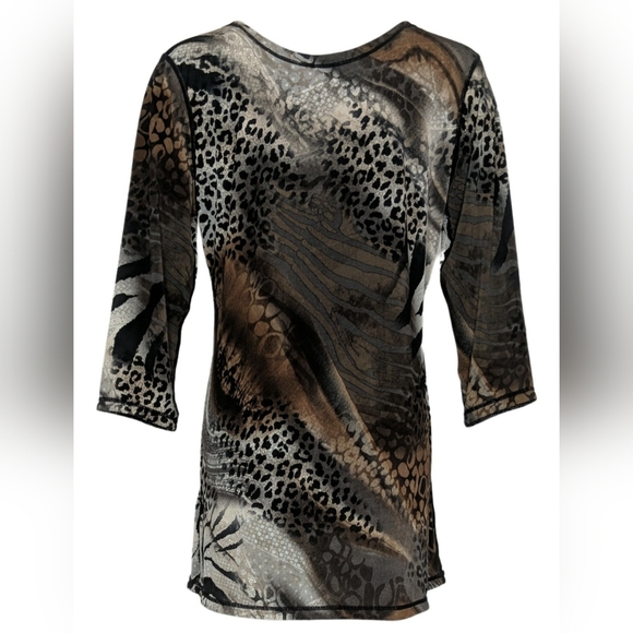 Animal Print Reversible Tunic Top 2X Petite New by Women With Control - Picture 2 of 7